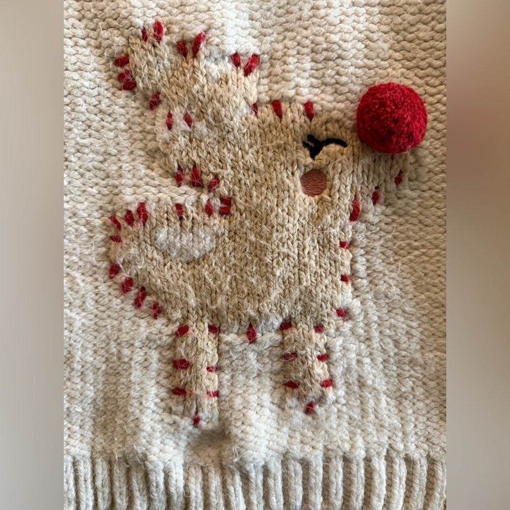 Zara Kids Cream Sweater with Red Reindeer Design. Size 2-3 Years - Picture 2 of 4